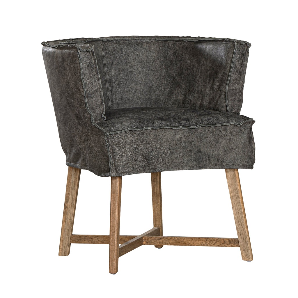 [AK-005AS] Guatemala Dining Chair | Buffalo Leather | African Slate