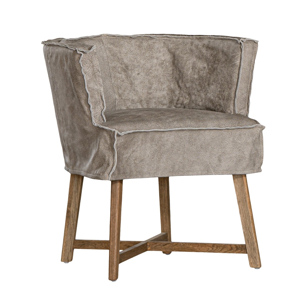 [AK-005EG] Guatemala Dining Chair | Buffalo Leather | Earthy Grey