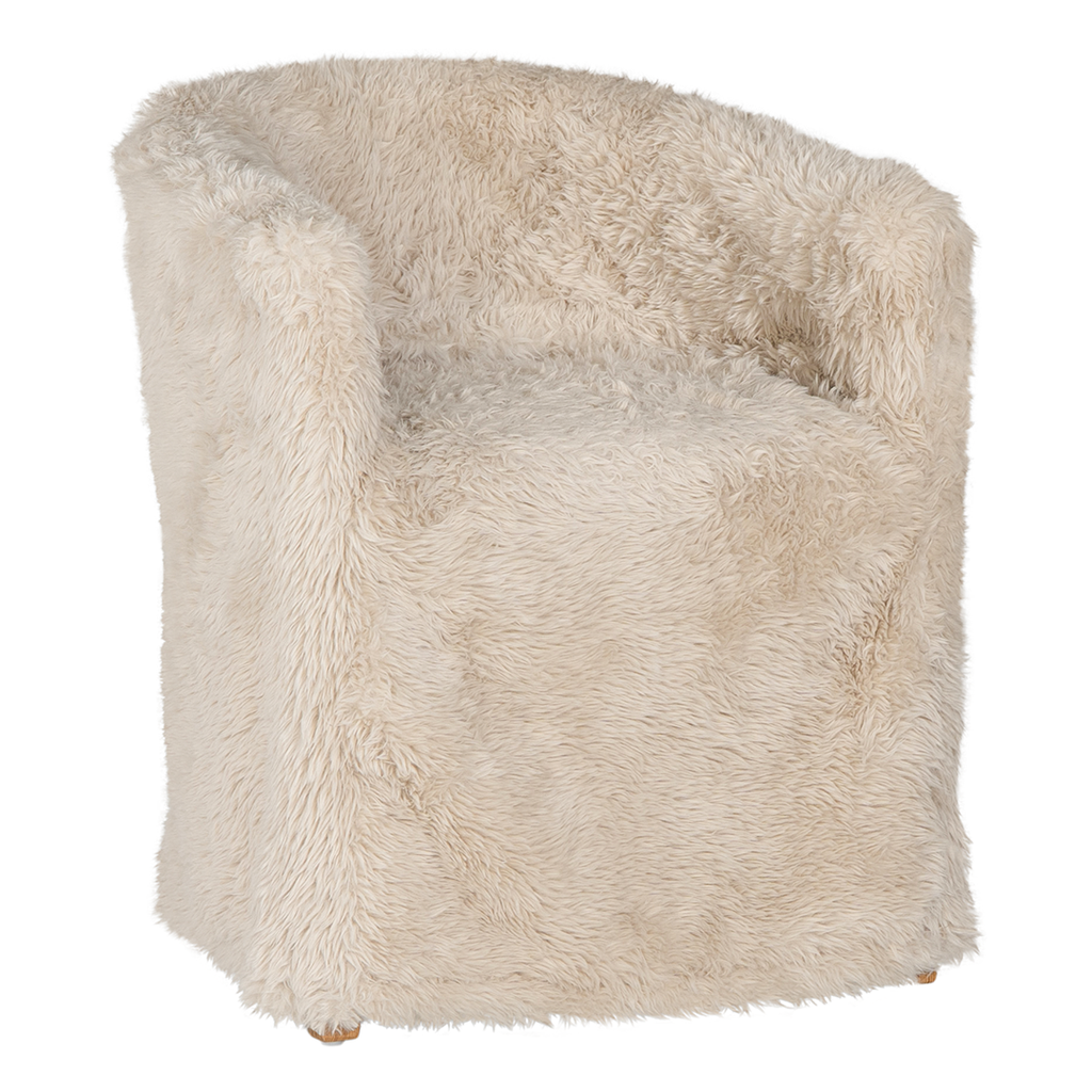 [AK-025FLV] Hamilton Dining Chair | Fur Luxe | Vanilla