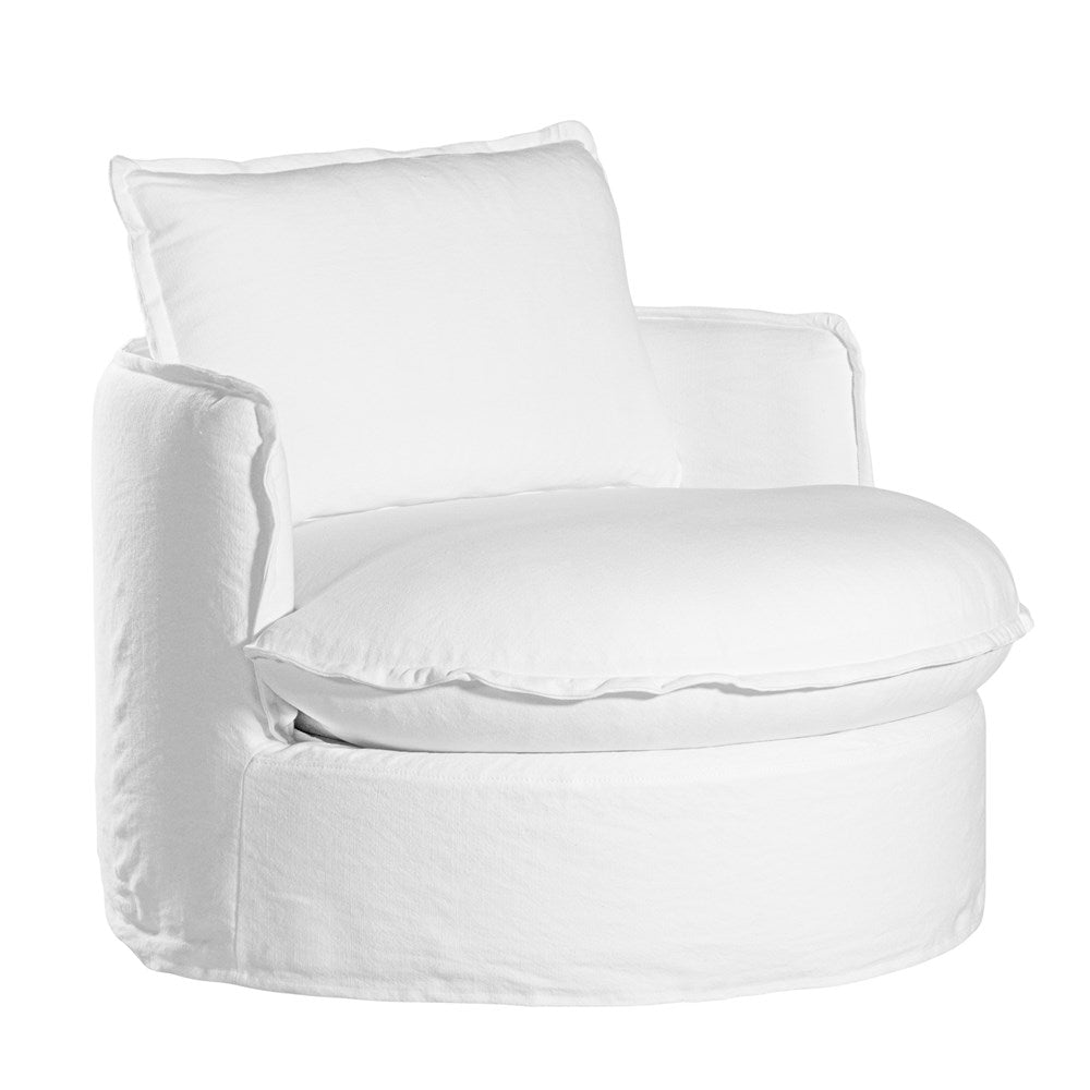 [AS-062W] Sabora Swivel Chair | White