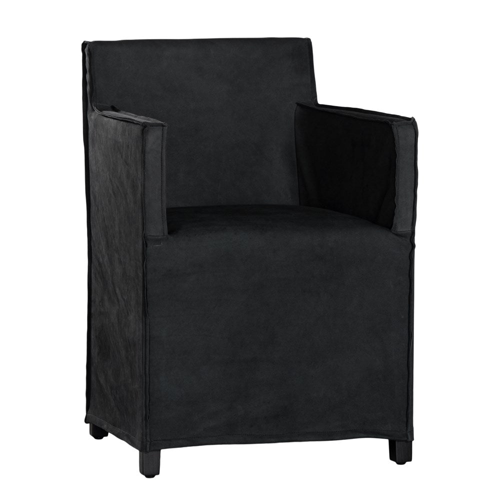 [OT-001BL] Mahola Leather Dining Chair | Black