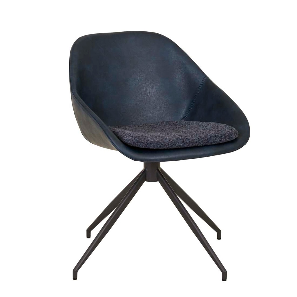 Cooper Spider Leg Office Chair - Vintage Matt Blue PU - Blueberry Speckle