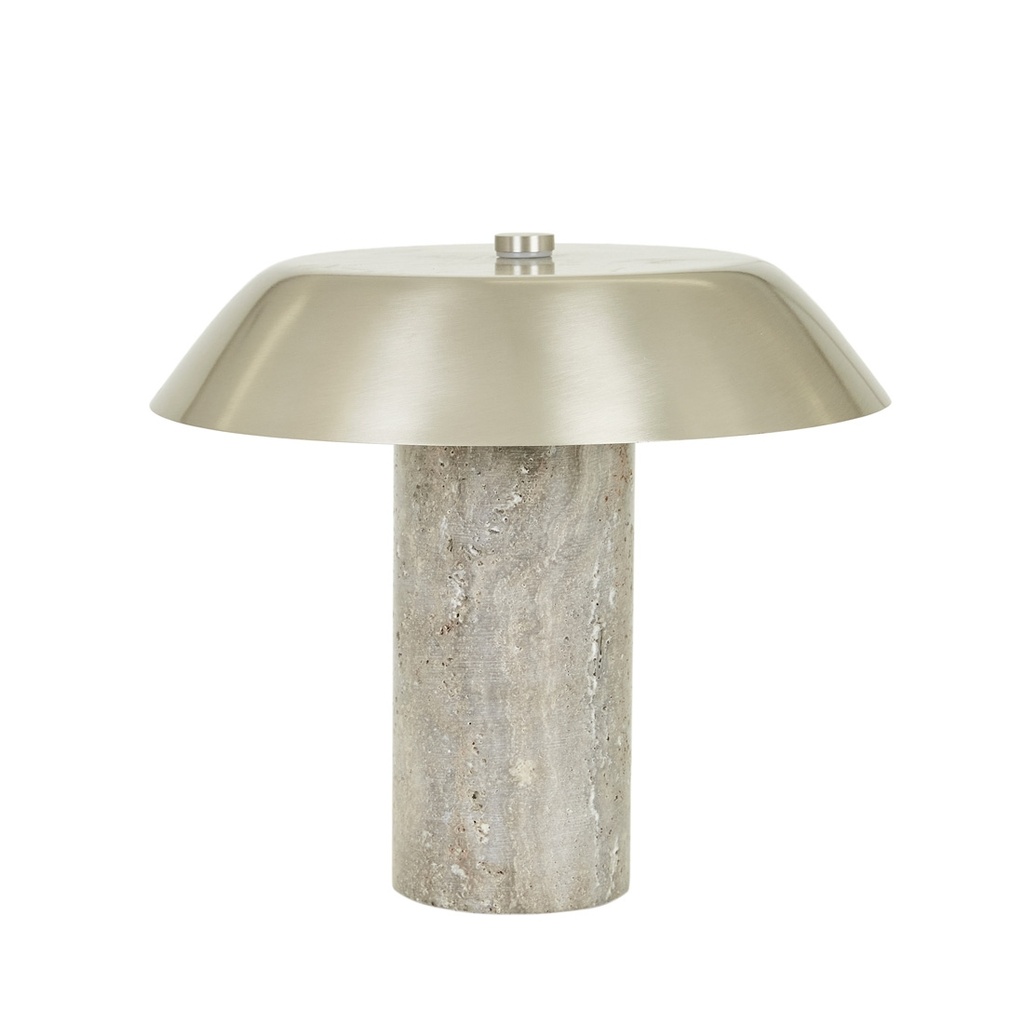[EASTON-LUNA-TABLE-LAMP-MOCHA-TRAVERTINE-PEWTER-LAMP-EASTON-LUNA-TBL-PEWTER] Easton Luna Table Lamp - Mocha Travertine - Pewter