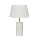 Easton Marble Table Lamp - White Marble - White Linen