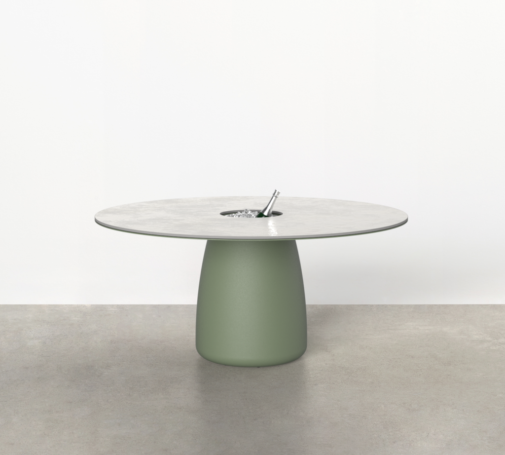 [360722] Correa Table – Porcelain with Ice Bucket