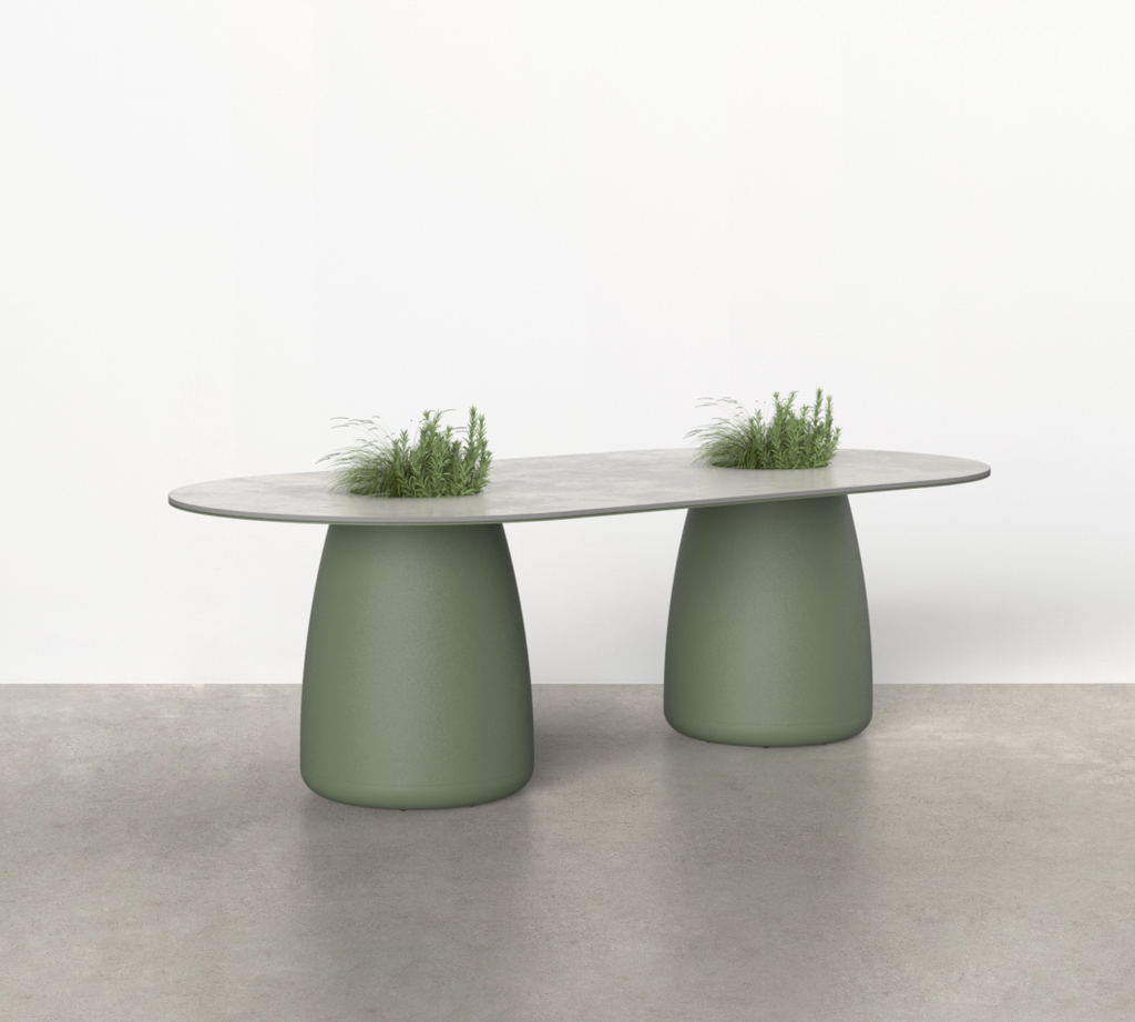[360786] Correa Pill Table – Porcelain with Planter