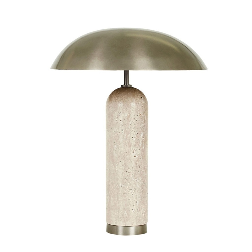 [EASTON-TILT-TABLE-LAMP-TRAVERTINE-ANTIQUE-PEWTER-LAMP-EASTON-TBL-TILT-ANTIQUE-PEWTER] Easton Tilt Table Lamp - Travertine - Antique Pewter