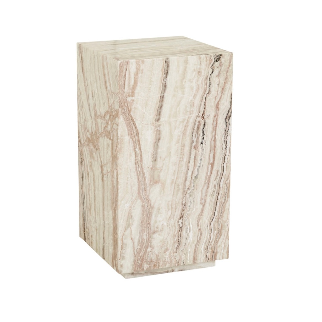 [ELLE-BLOCK-LOW-PLINTH-ONYX-TRAVERTINE-DEC-ELL-BLO-PLI-650] Elle Block Low Plinth - Onyx Travertine