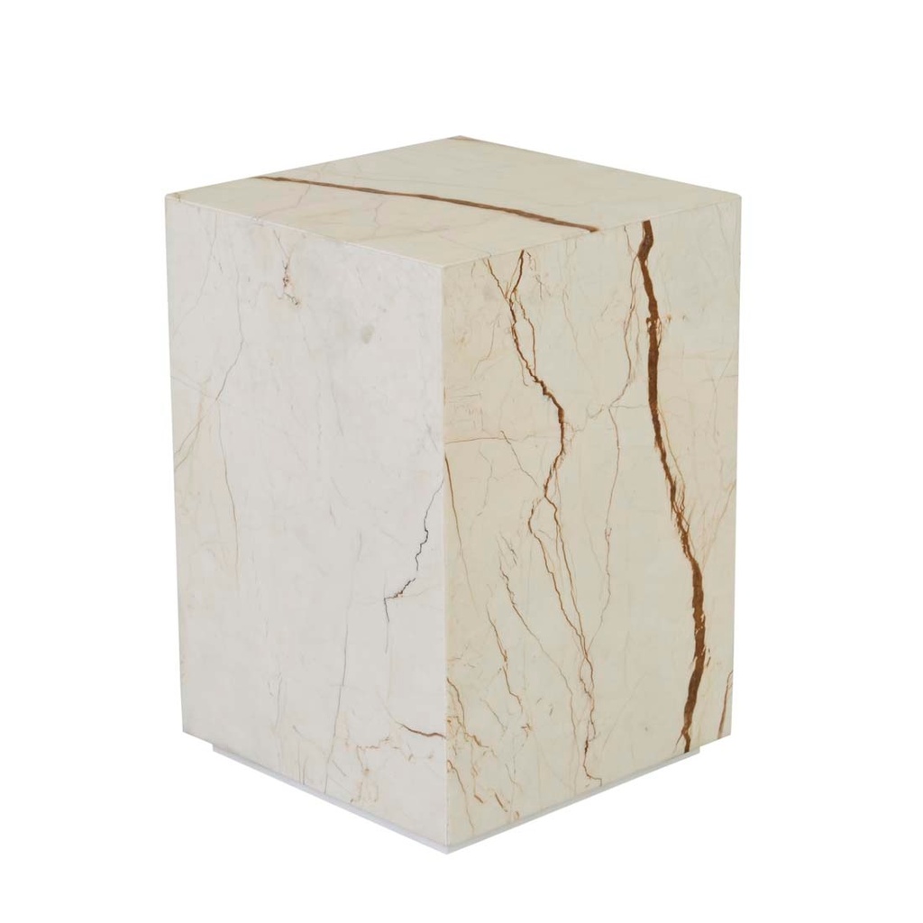 [ELLE-BLOCK-SQUARE-SIDE-TABLE-BROWN-VEIN-MARBLE-LTS-ELL-BLO] Elle Block Square Side Table - Brown Vein Marble
