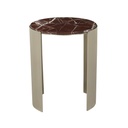 Silas Crescent Marble Side Table - Brushed Stainless Steel - Matt Rouge Marble