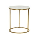 Elle Round Side Table - Matt White Marble - Brushed Gold