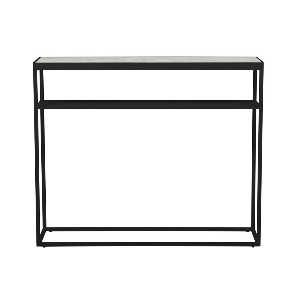 [ELLE-SLIM-CONSOLE-MATT-WHITE-MARBLE-BLACK-METAL-CONS-ELL-SLIM-X-BLACK-METAL] Elle Slim Console - Matt White Marble - Black Metal
