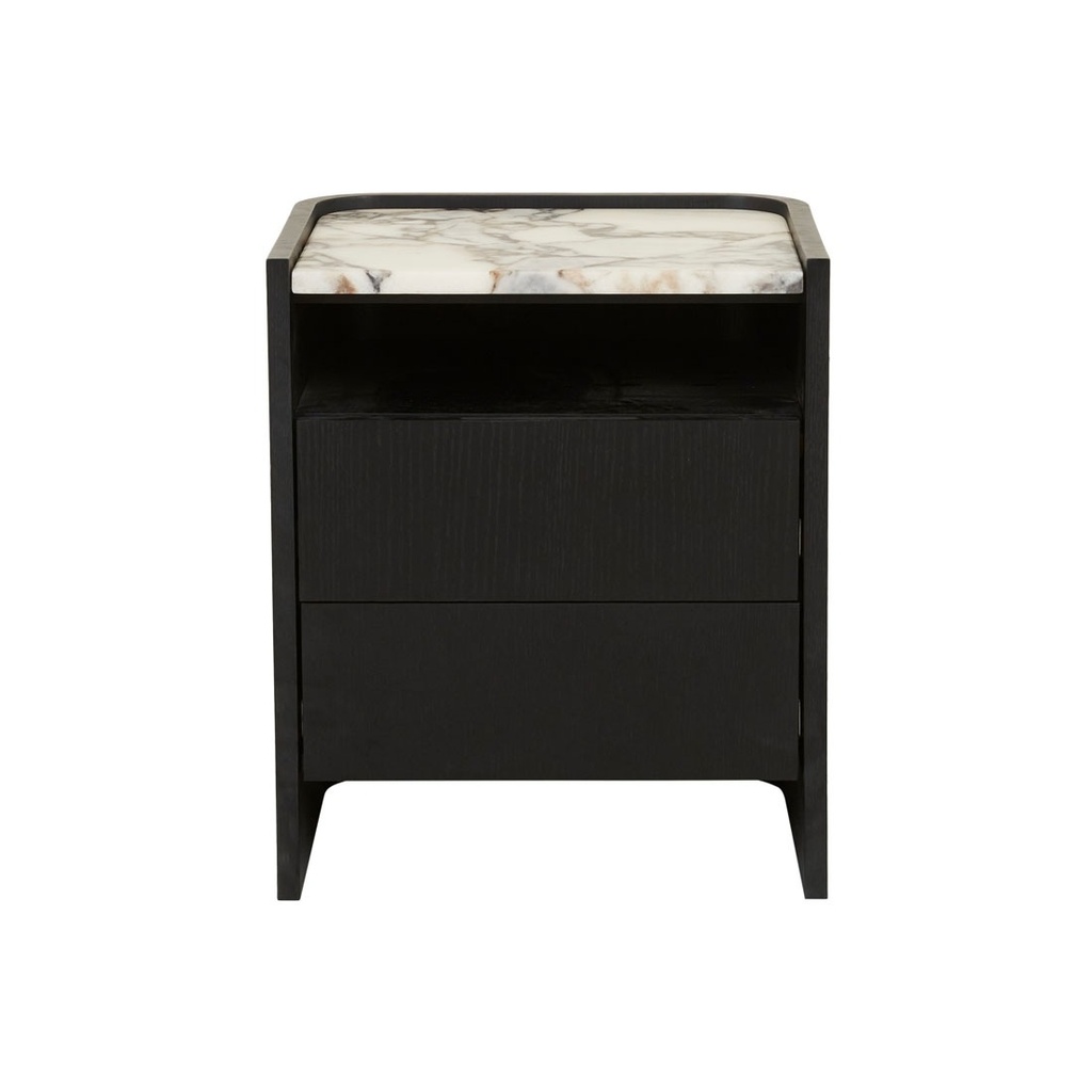 [ELISE-2-DRAWER-SMALL-BEDSIDE-MATT-OCEAN-MARBLE-MATT-DARK-OAK-SIDE-ELSIE-2DR-SM-MATT-DARK-OAK] Elsie 2 Drawer Small Bedside - Matt Ocean Marble - Matt Dark Oak