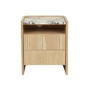 Elsie 2 Drawer Small Bedside - Natural Ash - Matt Ocean Marble