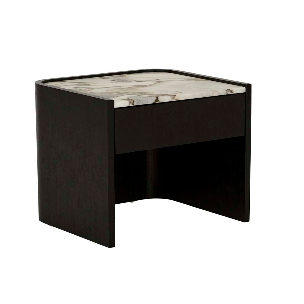 [ELSIE-BEDSIDE-MATT-OCEAN-MARBLE-MATT-DARK-OAK-SIDE-ELSIE-X-MATT-DARK-OAK] Elsie Bedside - Matt Ocean Marble - Matt Dark Oak