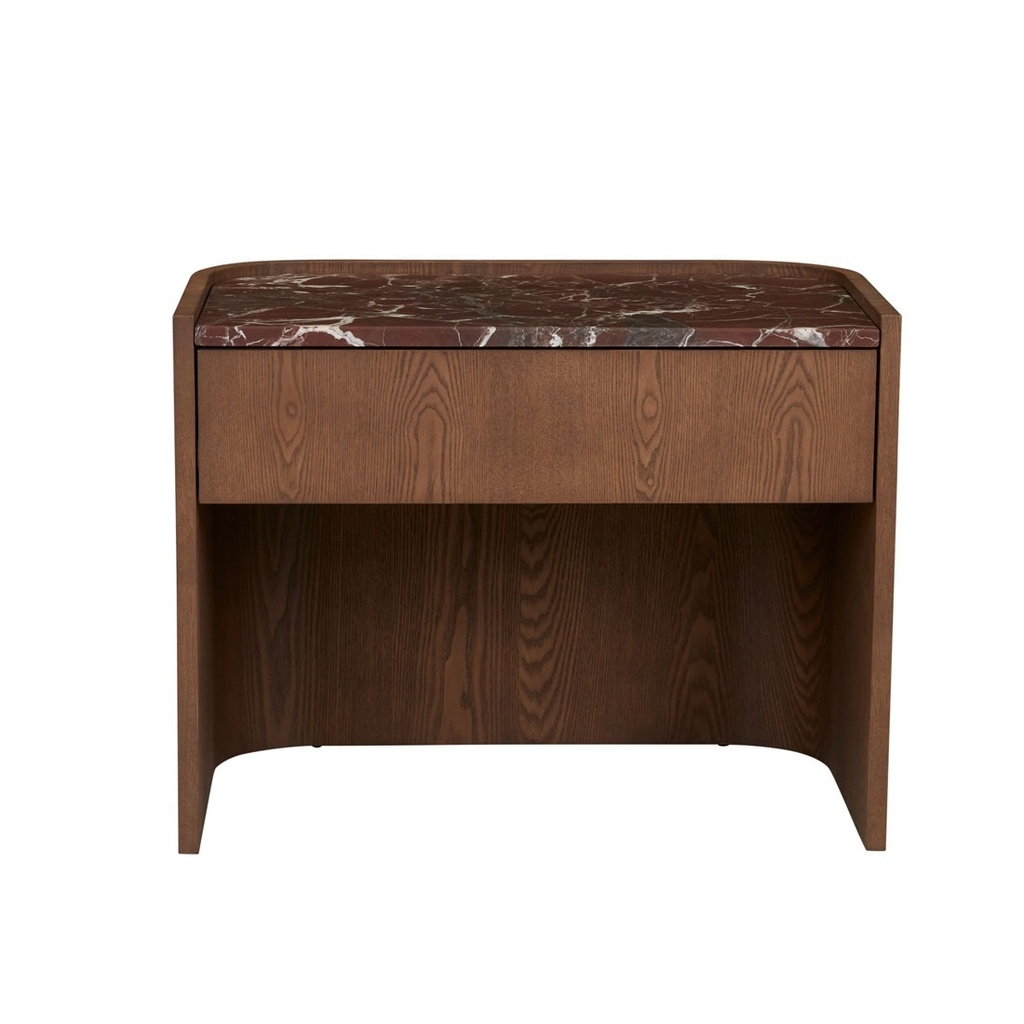 [ELSIE-BEDSIDE-MATT-ROUGE-MARBLE-SMOKED-ASH-SIDE-ELSIE-X-SMOKED-ASH] Elsie Bedside - Matt Rouge Marble - Smoked Ash