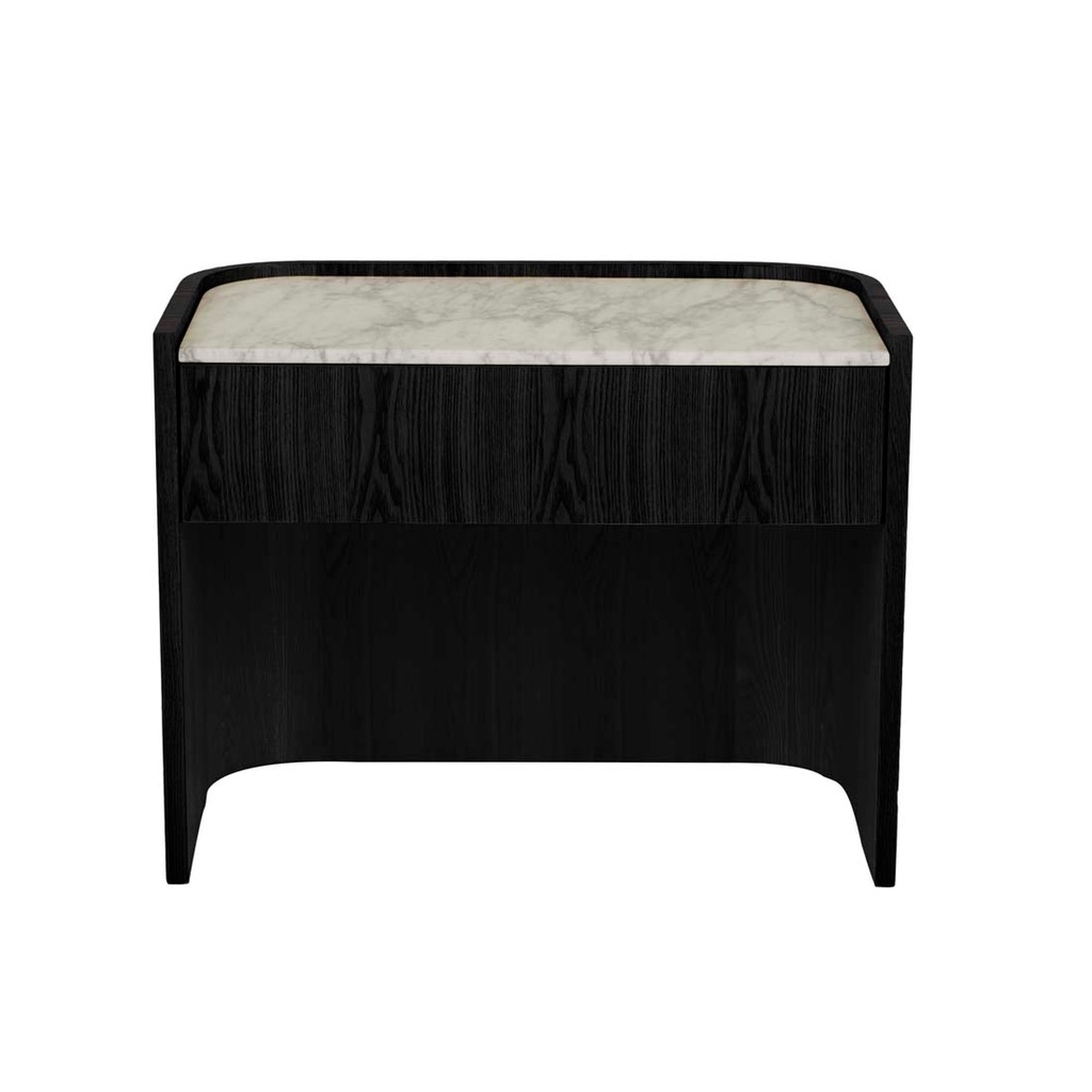 [ELSIE-BEDSIDE-MATT-WHITE-MARBLE-MATT-DARK-OAK-SIDE-ELSIE-X-MATT-DARK-OAK] Elsie Bedside - Matt White Marble - Matt Dark Oak