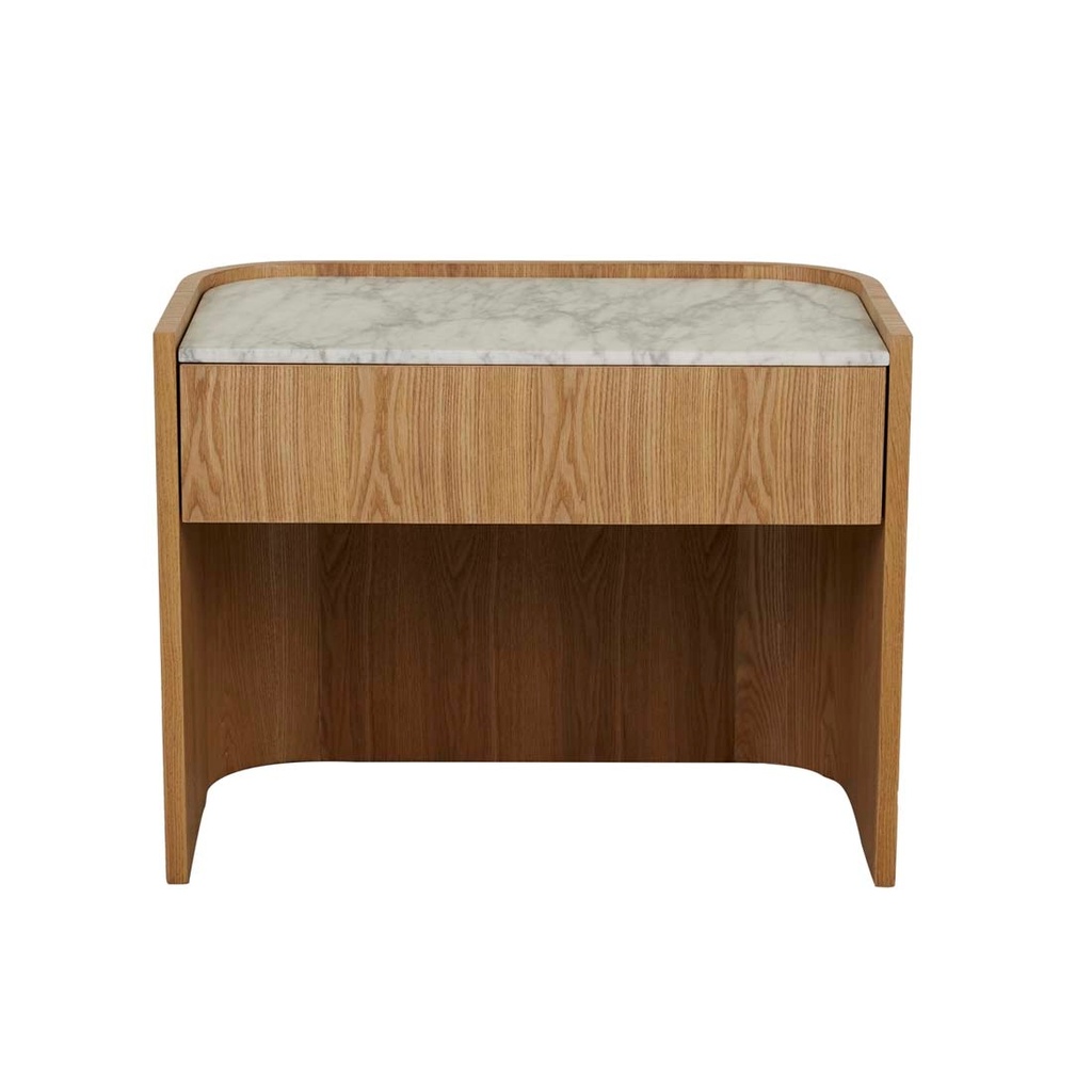 [ELSIE-BEDSIDE-MATT-WHITE-MARBLE-NATURAL-ASH-SIDE-ELSIE-X-NATURAL-ASH] Elsie Bedside - Matt White Marble - Natural Ash