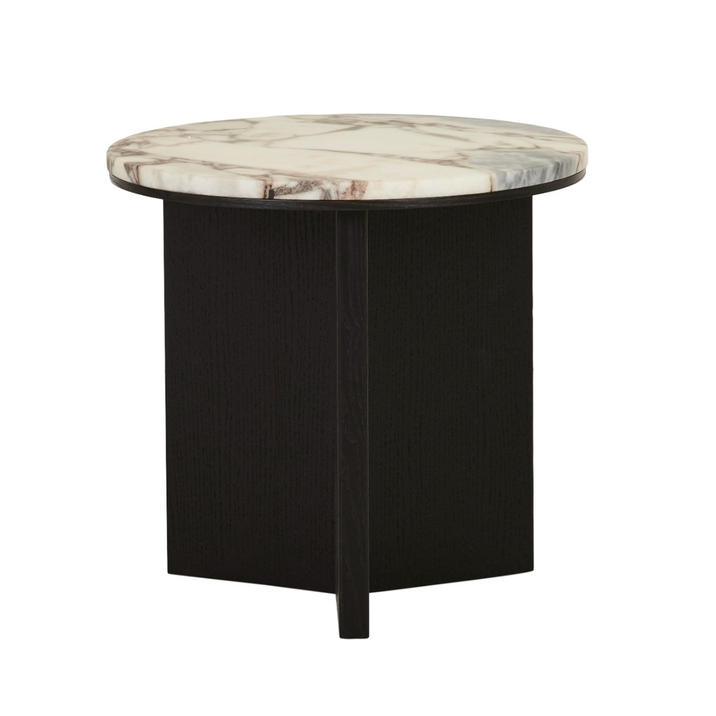 [ELSIE-SIDE-TABLE-MATT-OCEAN-MARBLE-MATT-DARK-OAK-LTO-ELSIE-MATT-DARK-OAK] Elsie Side Table - Matt Ocean Marble - Matt Dark Oak