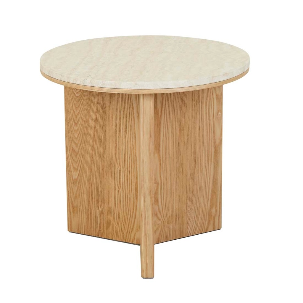 [ELSIE-SIDE-TABLE-NATURAL-TRAVERTINE-NATURAL-ASH-LTO-ELSIE-NATURAL-ASH] Elsie Side Table - Natural Travertine - Natural Ash