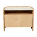 Elsie Two Drawer Bedside - White Marble - Natural Ash