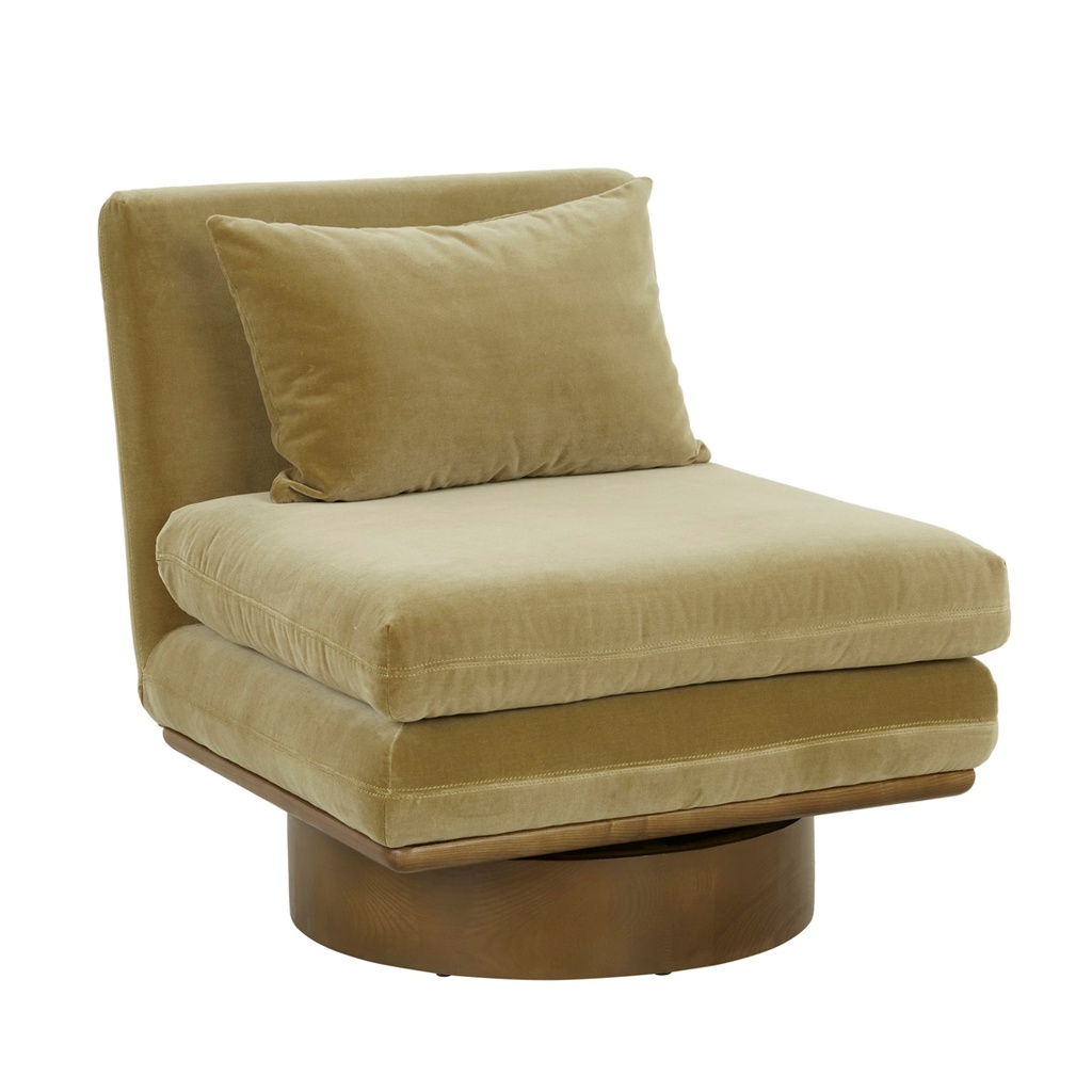 Kennedy Axis Occasional Chair - Soft Moss Velvet - Walnut
