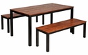In Stock - Subiaco Outdoor Table and Benches with Slatted Merbau