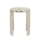 Silas Crescent Marble Side Table - Polished Stainless Steel - Matt Ocean Marble