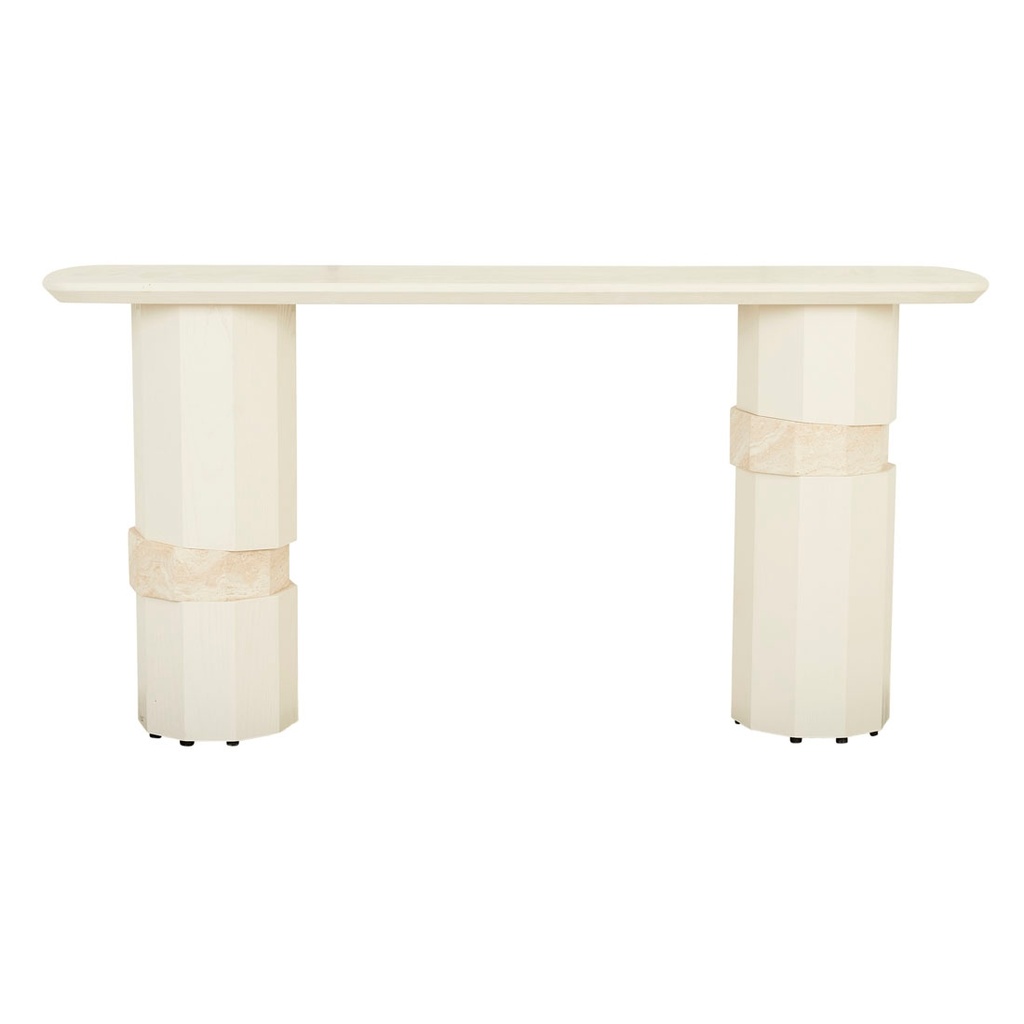 [EVEREST-CONSOLE-TABLE-SHELL-NATURAL-TRAVERTINE-CONS-EVST-NATURAL-TRAVERTINE] Everest Console Table - Shell - Natural Travertine