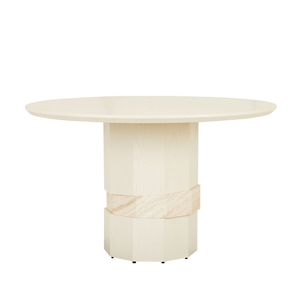 [EVEREST-DINING-TABLE-SHELL-NATURAL-TRAVERTINE-DT-EVST-X-NATURAL-TRAVERTINE] Everest Dining Table - Shell - Natural Travertine