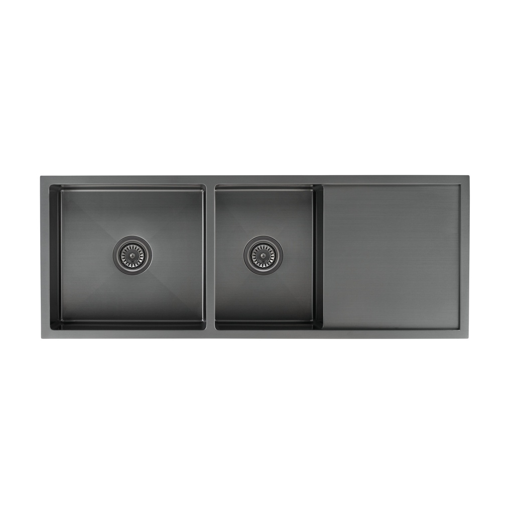 [101661] Ontario Double Kitchen Sink - Brushed Gunmetal