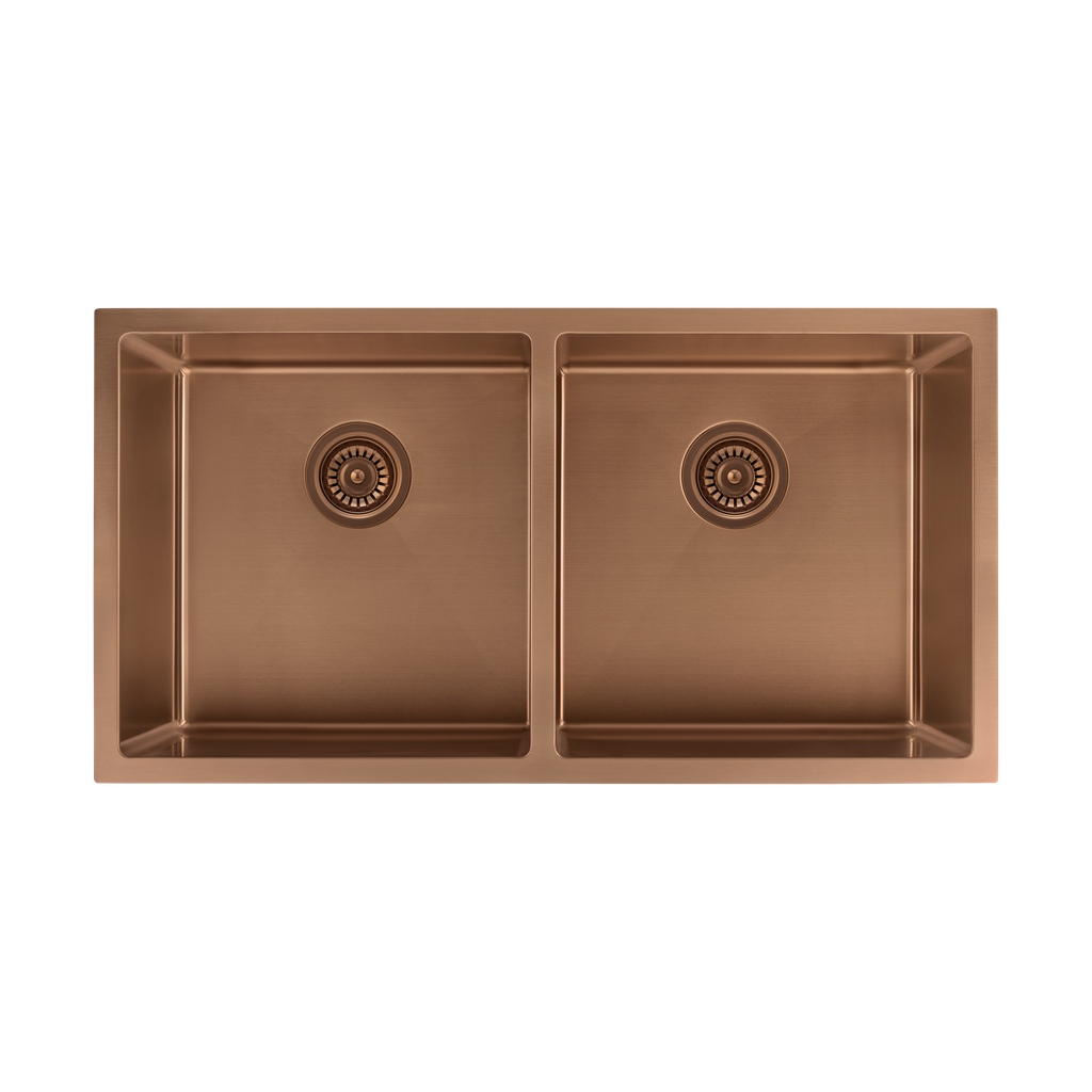 Zalo Double Kitchen Sink 855mm - Brushed Copper