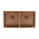 Zalo Double Kitchen Sink 855mm - Brushed Copper