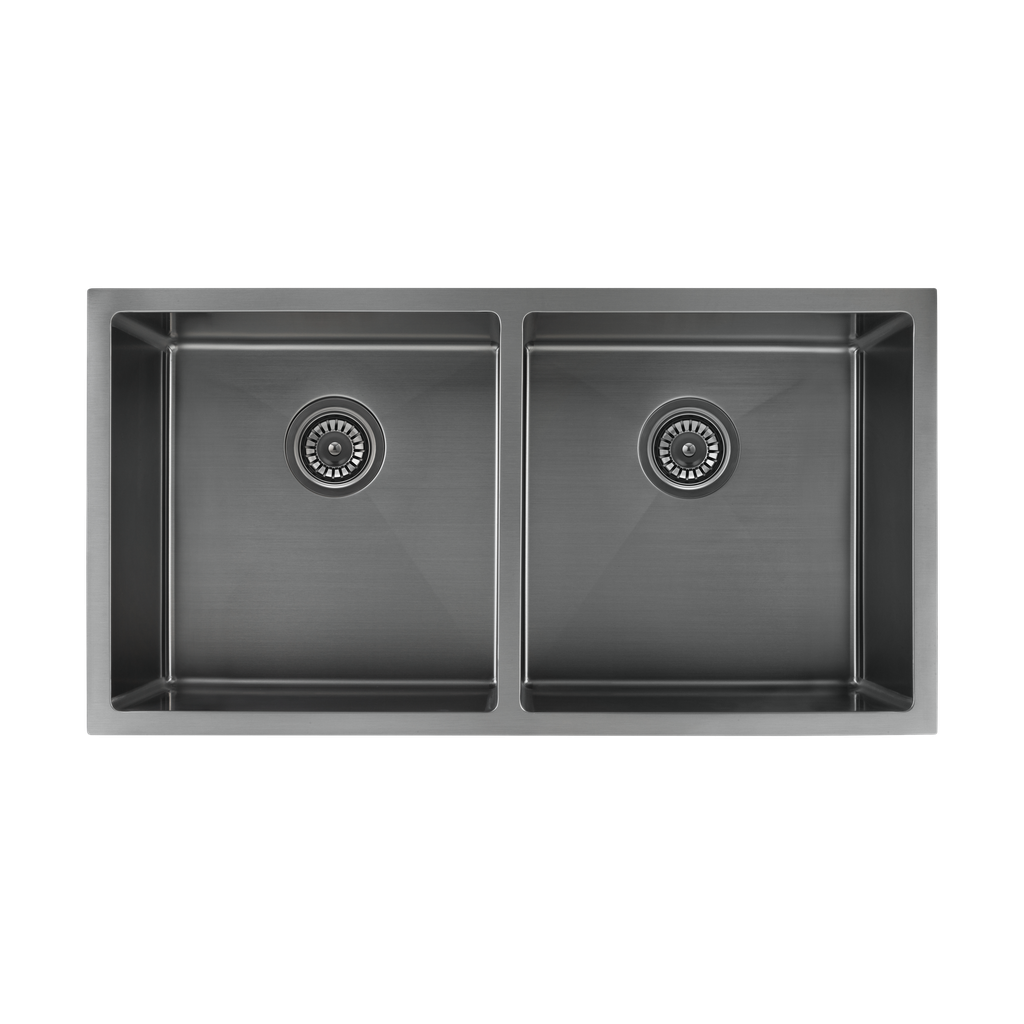 [10244] Zalo Double Kitchen Sink 855mm - Brushed Gunmetal