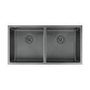 Zalo Double Kitchen Sink 855mm - Brushed Gunmetal