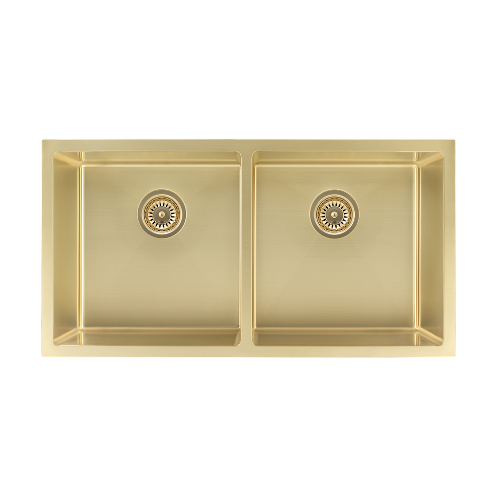 Zalo Double Kitchen Sink 855mm - Brushed Brass