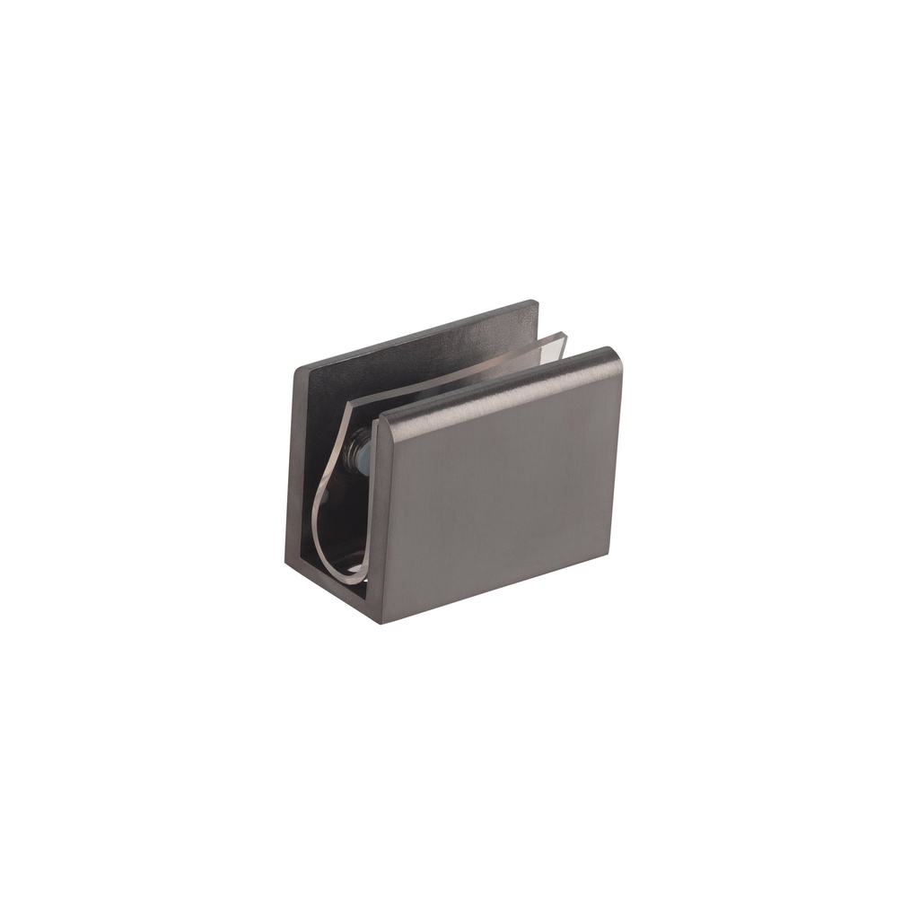 [10786] Pius Glass Panel Clip 12mm - Brushed Gunmetal