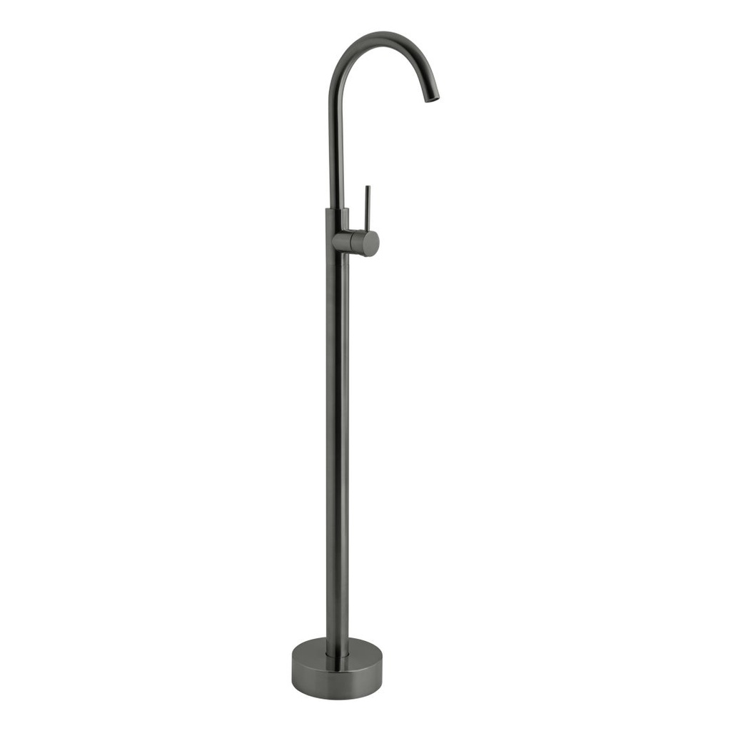 [12313] Elysian Floor Mounted Basin/Bath Filler with Mixer - Brushed Gunmetal