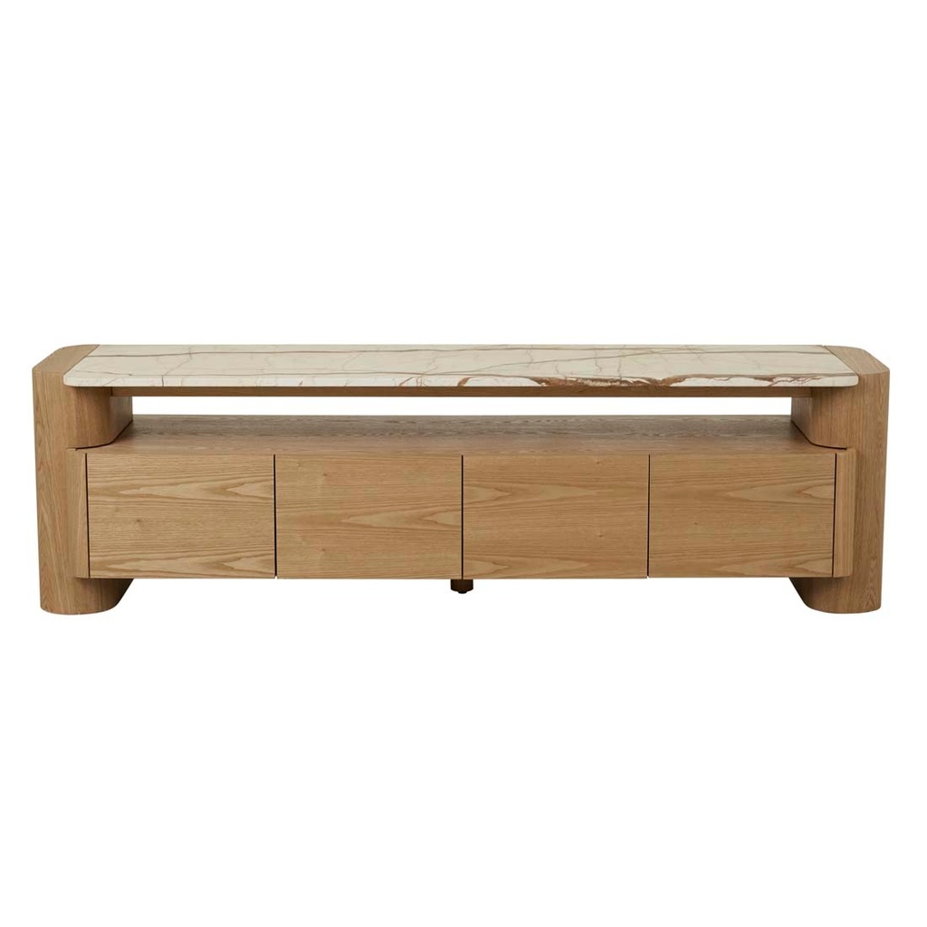 Floyd Marble Entertainment Unit - Matt Brown Vein Marble - Natural Ash