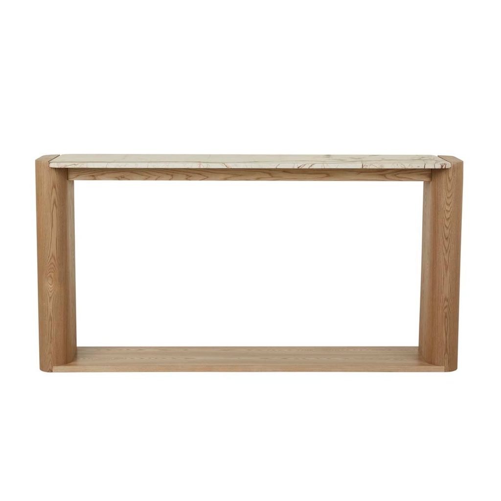 [FLOYD-SHELF-CONSOLE-MATT-BROWN-VEIN-MARBLE-NATURAL-ASH-CONS-FLOYD-SHF-NATURAL-ASH] Floyd Shelf Console - Matt Brown Vein Marble - Natural Ash