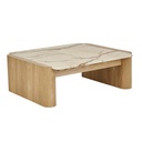 Floyd Square Marble Coffee Table - Matt Brown Vein Marble - Natural Ash