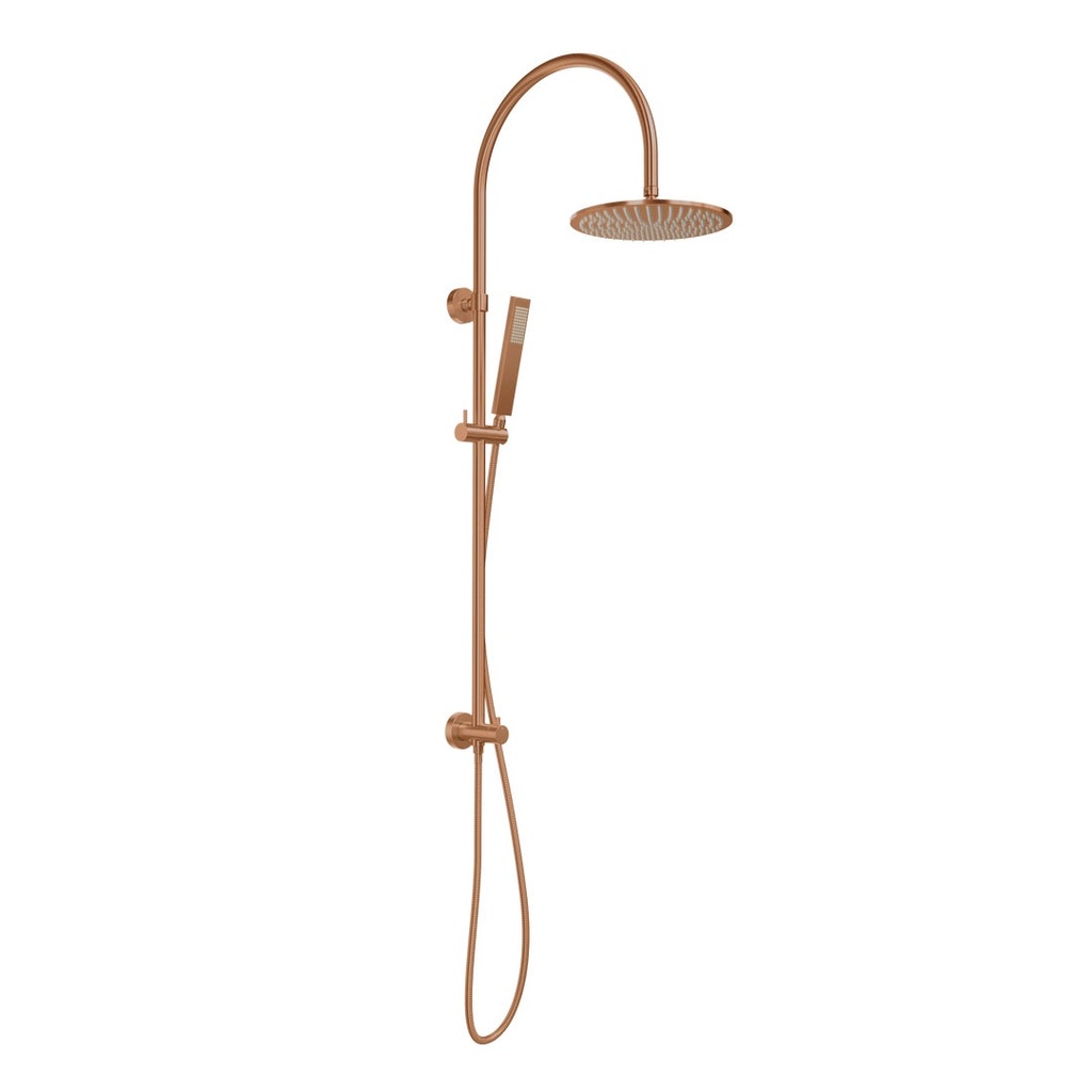[13234] Elysian Gooseneck Shower Rail Set - Brushed Copper