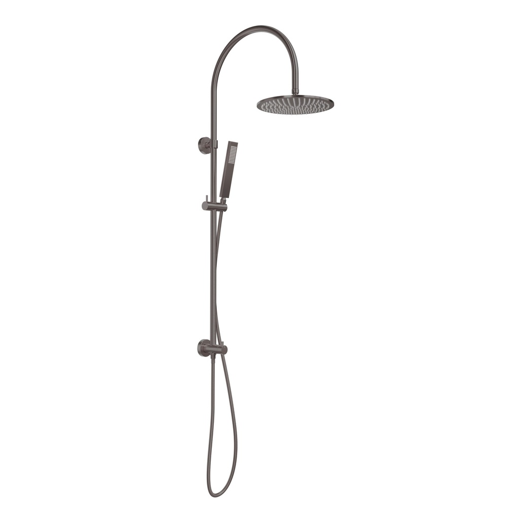 [13235] Elysian Gooseneck Shower Rail Set - Brushed Gunmetal