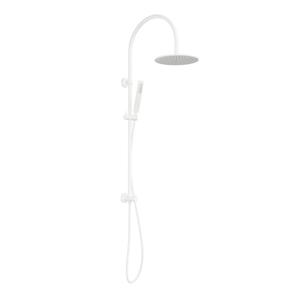 [13239] Elysian Gooseneck Shower Rail Set - White