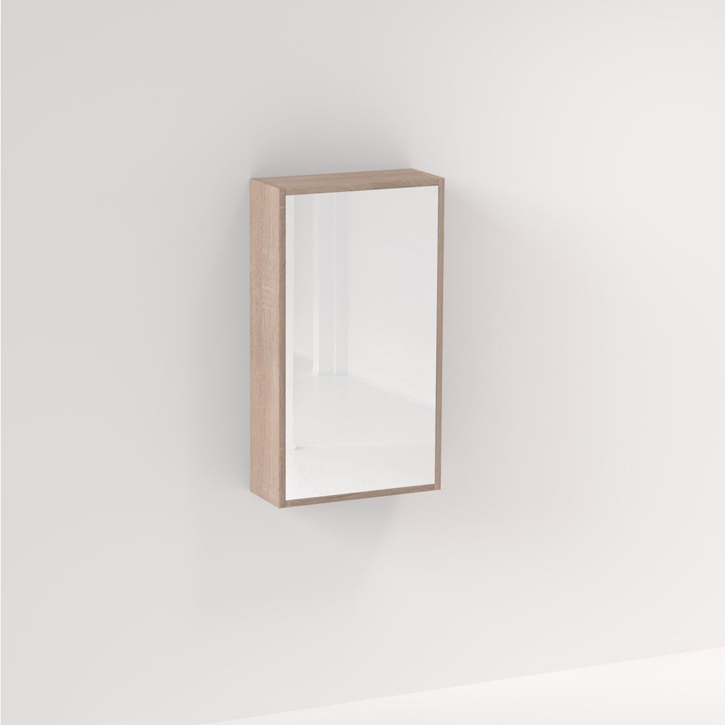 [13244] Myra 1 Door Mirror Cabinet 450mm - White Ash Oak