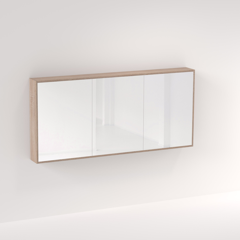 [13269] Myra 3 Door Mirror Cabinet 1728mm - White Ash Oak