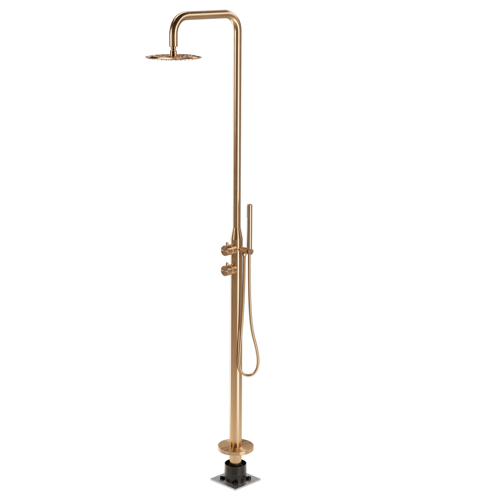 [13327] Sola Freestanding Outdoor Shower Set - Brushed Copper