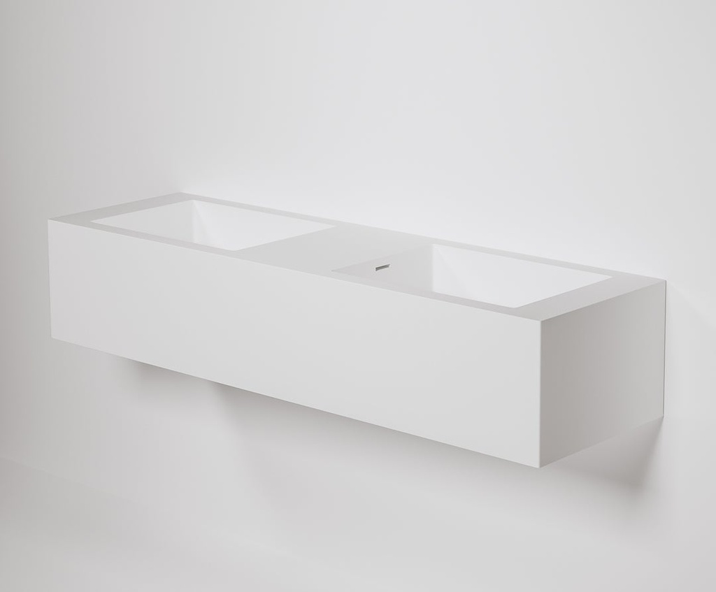 [13546] Henderson Double Wall-Hung Basin 1500mm - Matte White
