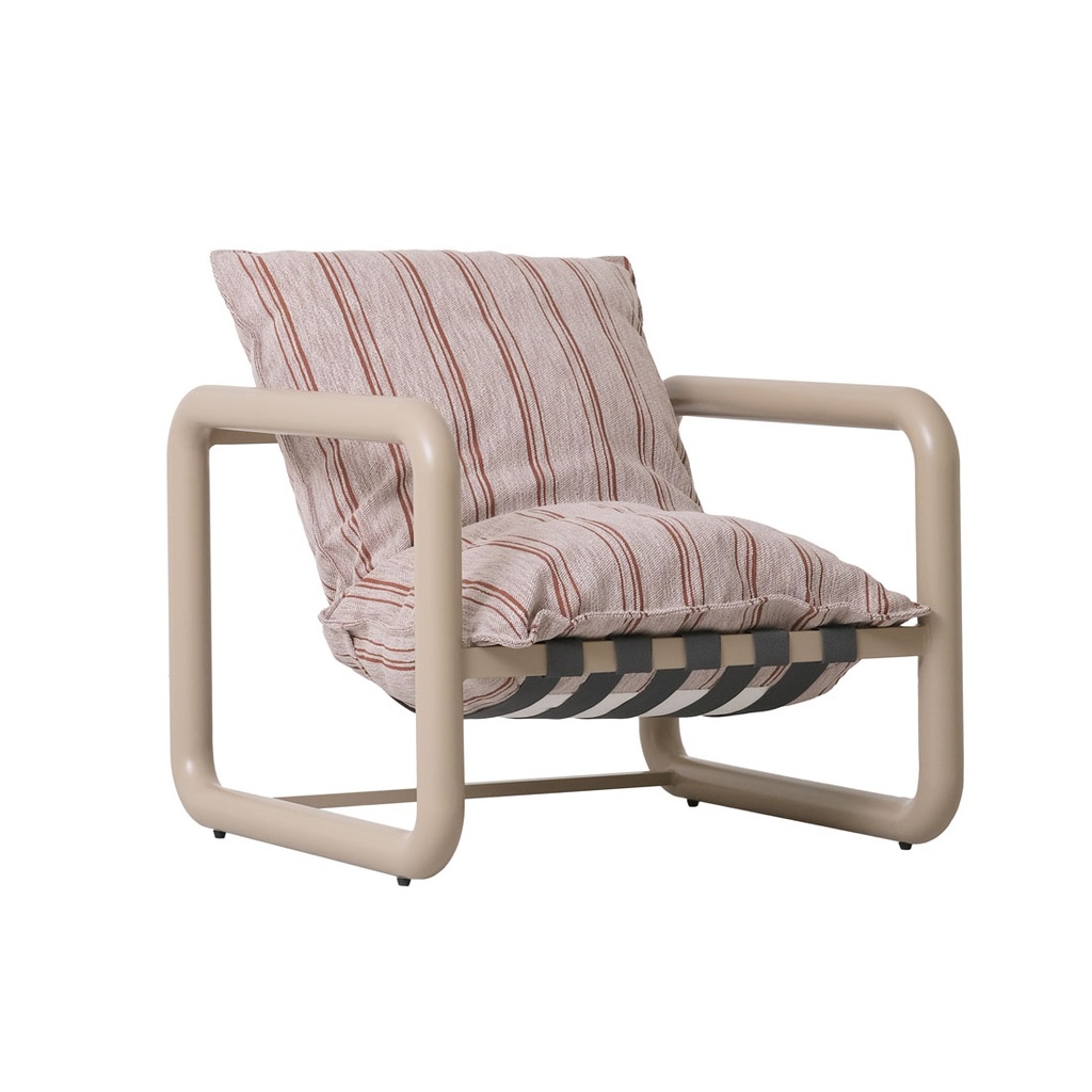 [FRANKIE-TUBE-OCCASIONAL-CHAIR-CRIMSON-SPICE-STRIPE-CLAY-CH-FRANK-OUT-TBE-OCC-CLAY] Frankie Tube Occasional Chair - Crimson Spice Stripe - Clay