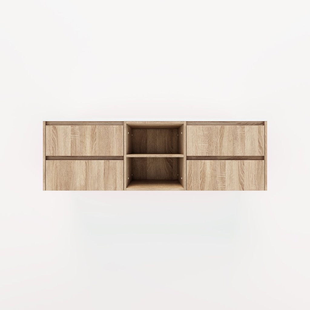 Addison 4-Drawer with Shelves 1614mm - White Ash Oak